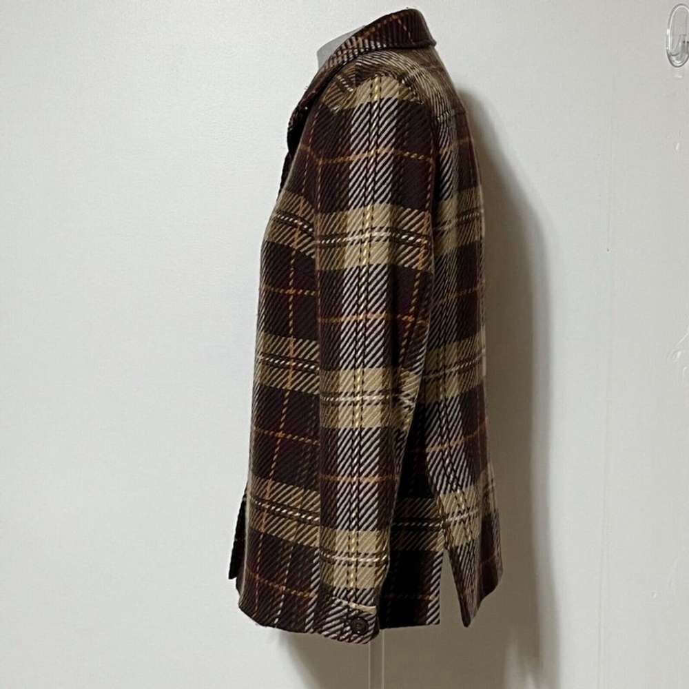 Vintage Blazer Women's Size 8 Brown Yellow Wool Plaid Germany Dark Academic - Picture 6 of 14